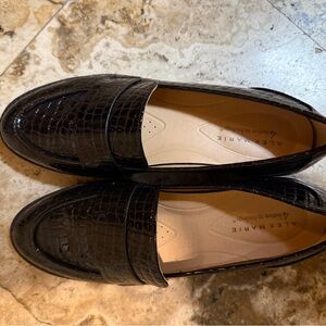Alex Marie Black Ribbed Rubber Sole Loafers
